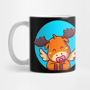 Cute Baby Moose With Pacifier Cartoon Mug